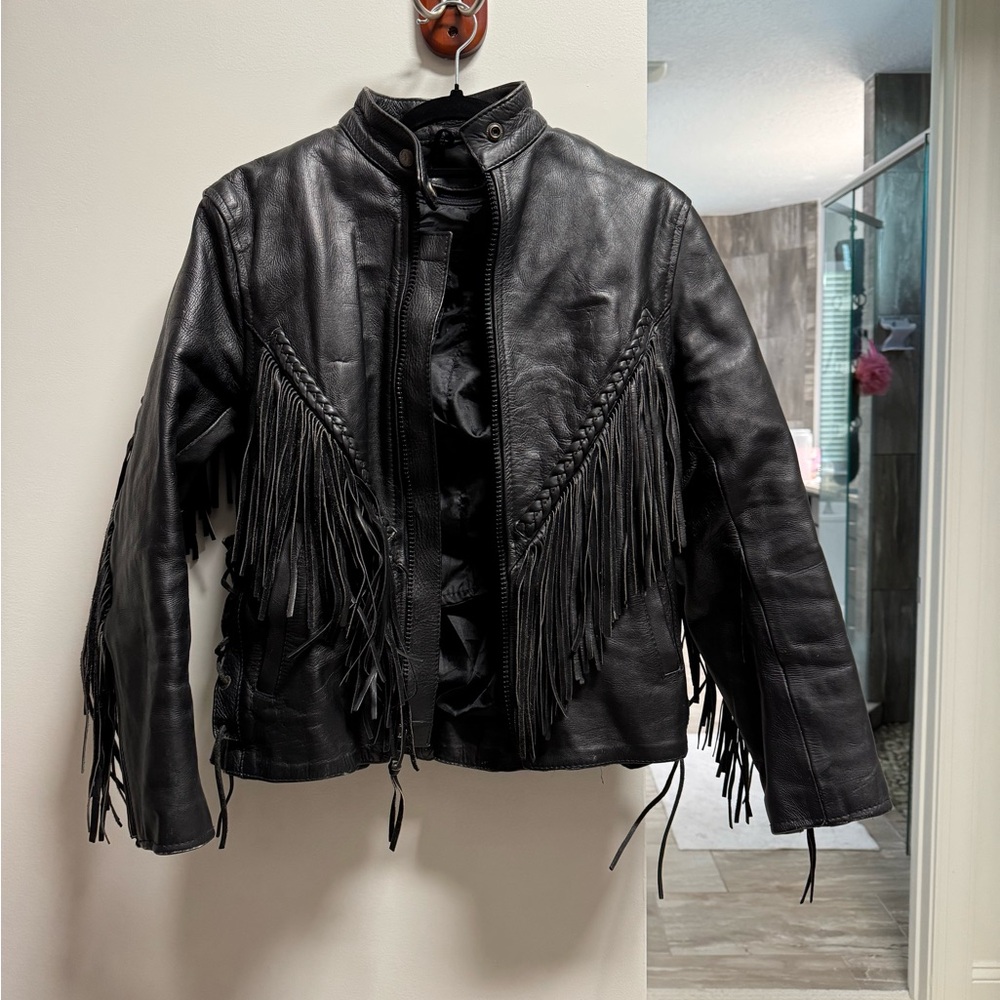 Black Fringe Leather Jacket